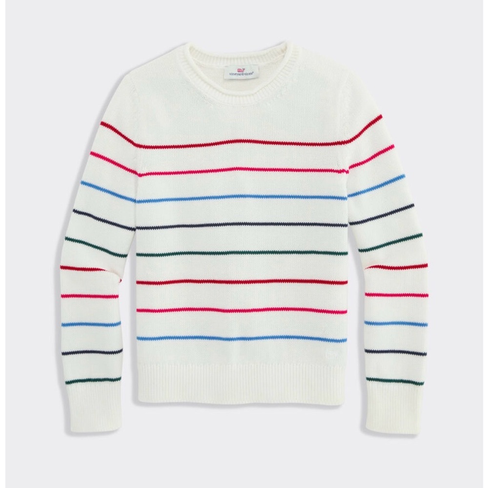 Vineyard Vines Girls Sweater - White with Multicolor Stripes